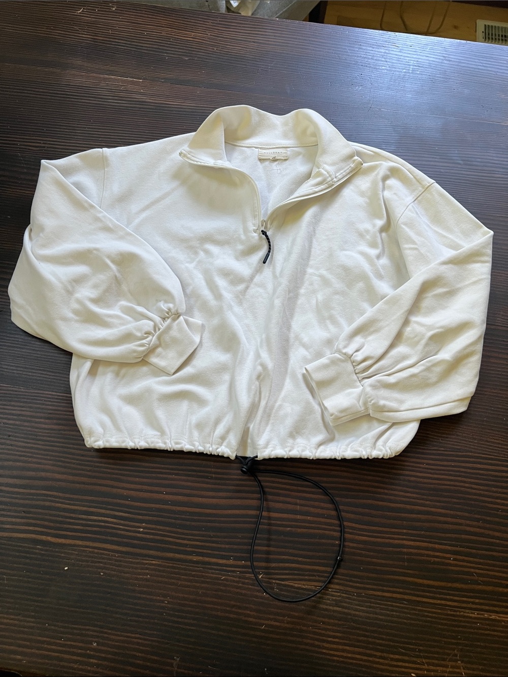 MELLODAY Cream Half-Zip Drawstring Pullover